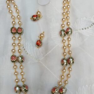 Swarovski peral with enamel  ball mala