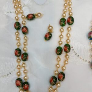 Swarovski pearl with enamel ball mala