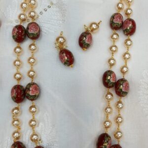 Swarovski pearl with enamel ball mala