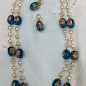 Swarovski pearl with enamel ball mala